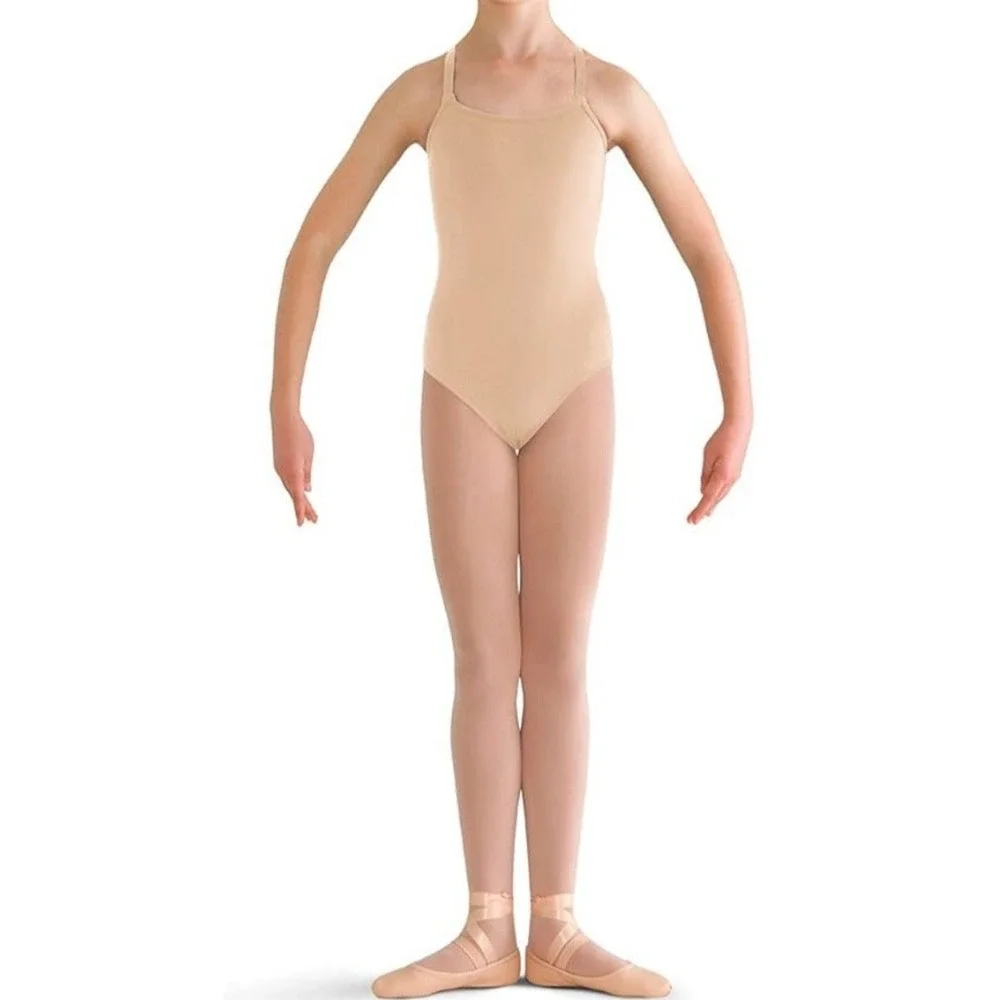 NWT Bloch Girls' Adjustable Strap Camisole‎ Leotard - Color Sand- Size 12